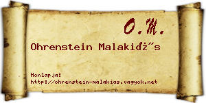 Ohrenstein Malakiás névjegykártya
